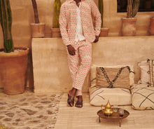 Alex Relaxed Fit Lattice Embroidery Jacquard Trousers | Summer Red/White Sand