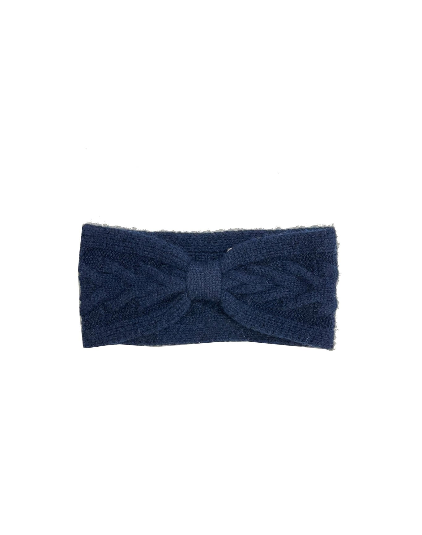 Amicale Cashmere | Women | Trellis Cable Cashmere Headband | Navy V2