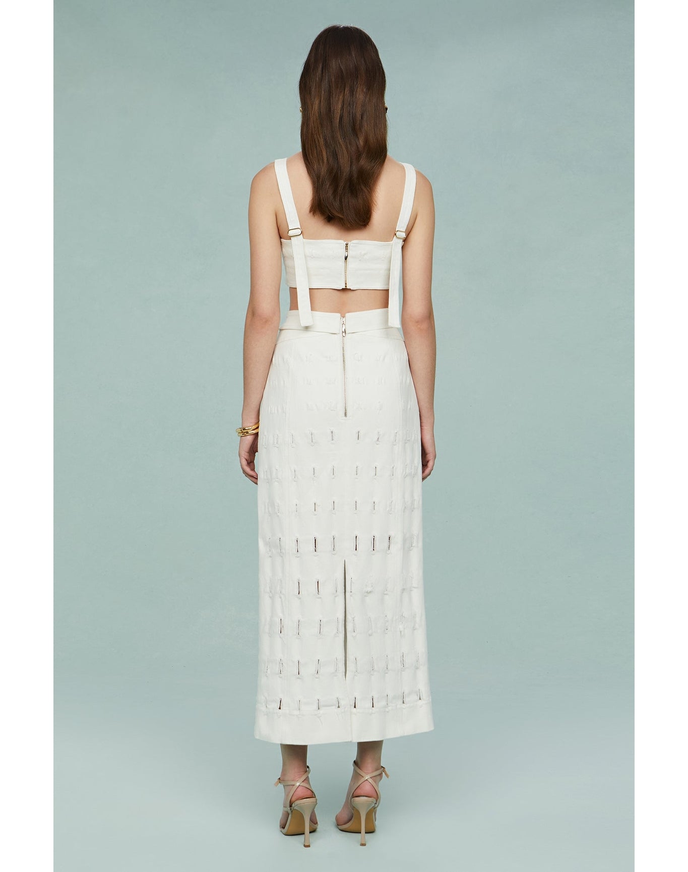 Amur | Jay Textured Twill Midi Skirt | SEA SALT