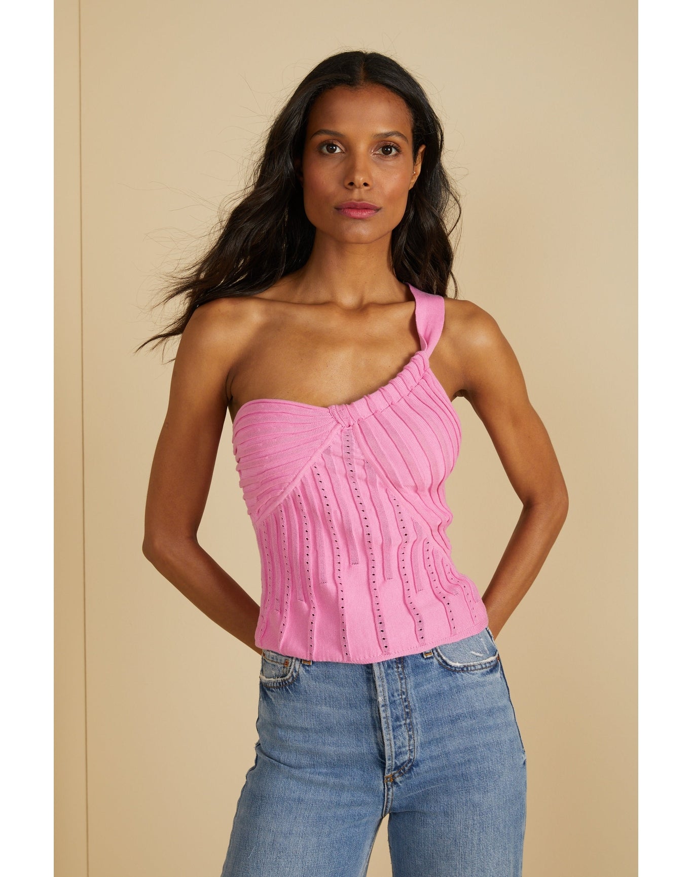 Amur | Rena One Shoulder Knit | Pink Lotus