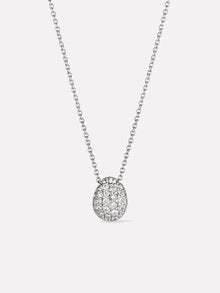 Silver Necklace | Pebble Mini Silver Pave | Rhodium Plated