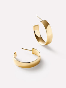 Bold Medium Huggie Hoop Earrings | 10K Solid Gold
