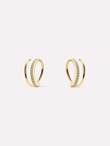Harley Pave Double Hoop Earrings | 14K Gold on Sterling Silver | Cubic Zirconia