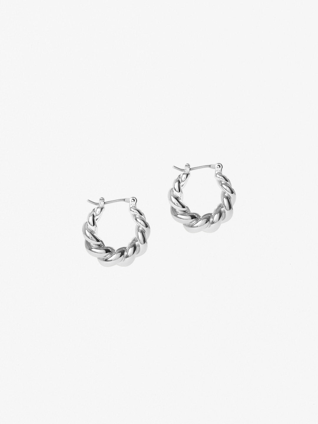 Ana Luisa Jewelry Earrings Medium Hoops Twisted Hoop Earrings Paris Silver Rhodium