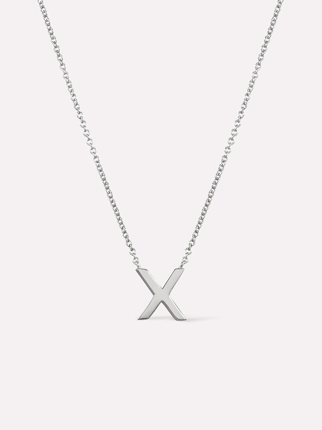 Silver Initial Necklace - Letter Necklace | Rhodium-Plated Sterling Silver