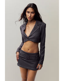 Andra Pinstripe Mini Skirt | Pinstripe Charcoal