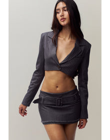 Andra Pinstripe Mini Skirt | Pinstripe Charcoal