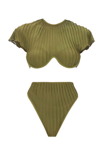 Gara High Rise Bikini Bottom | Green