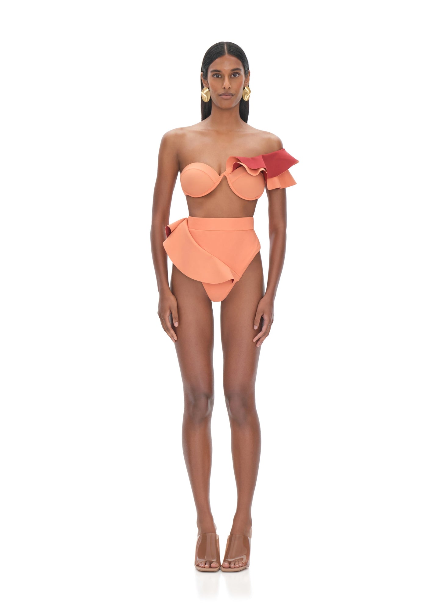 Kiara High Rise Bikini Top | Apricot