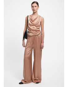 Andros | Satin Wide Leg Pants | Pale Rose