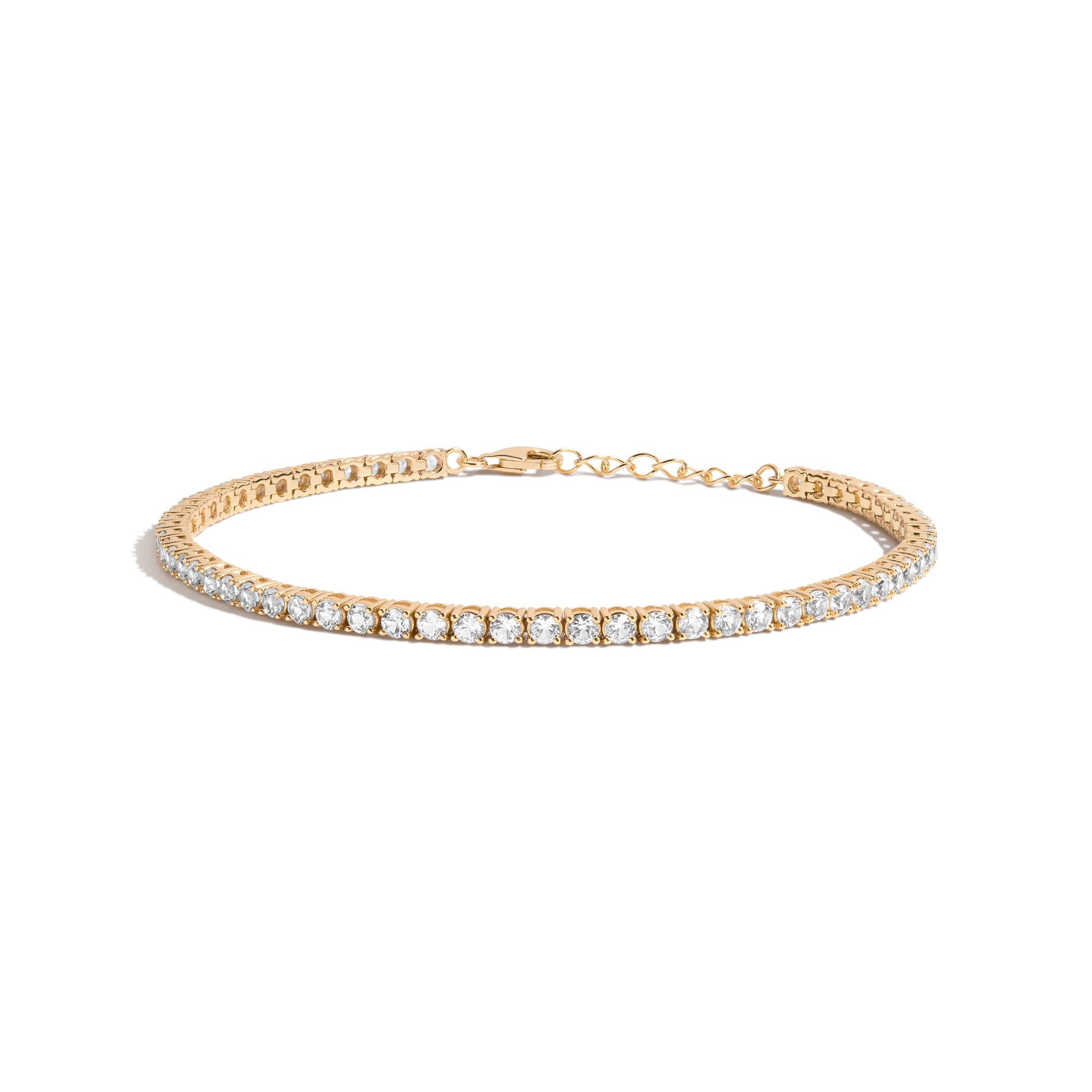 Lab Grown White Sapphire Tennis Anklet Vermeil Yellow Gold First