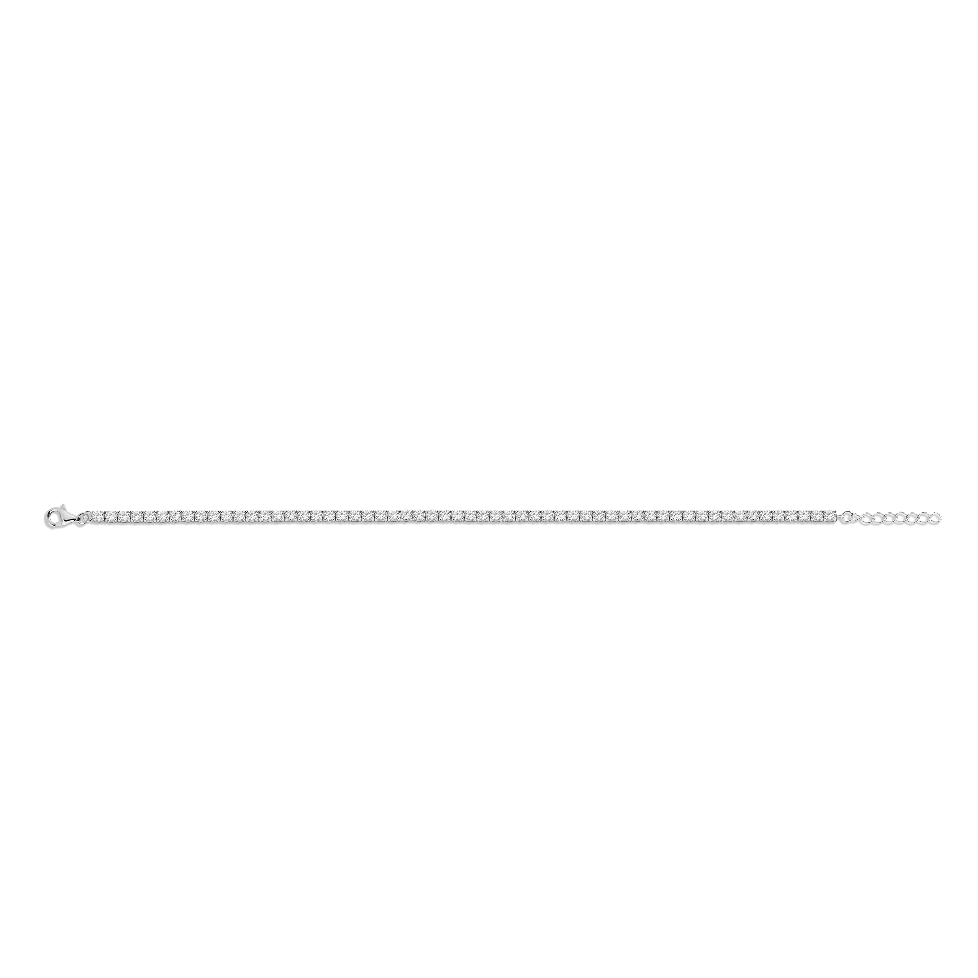 Lab Grown White Sapphire Tennis Anklet Vermeil White Gold