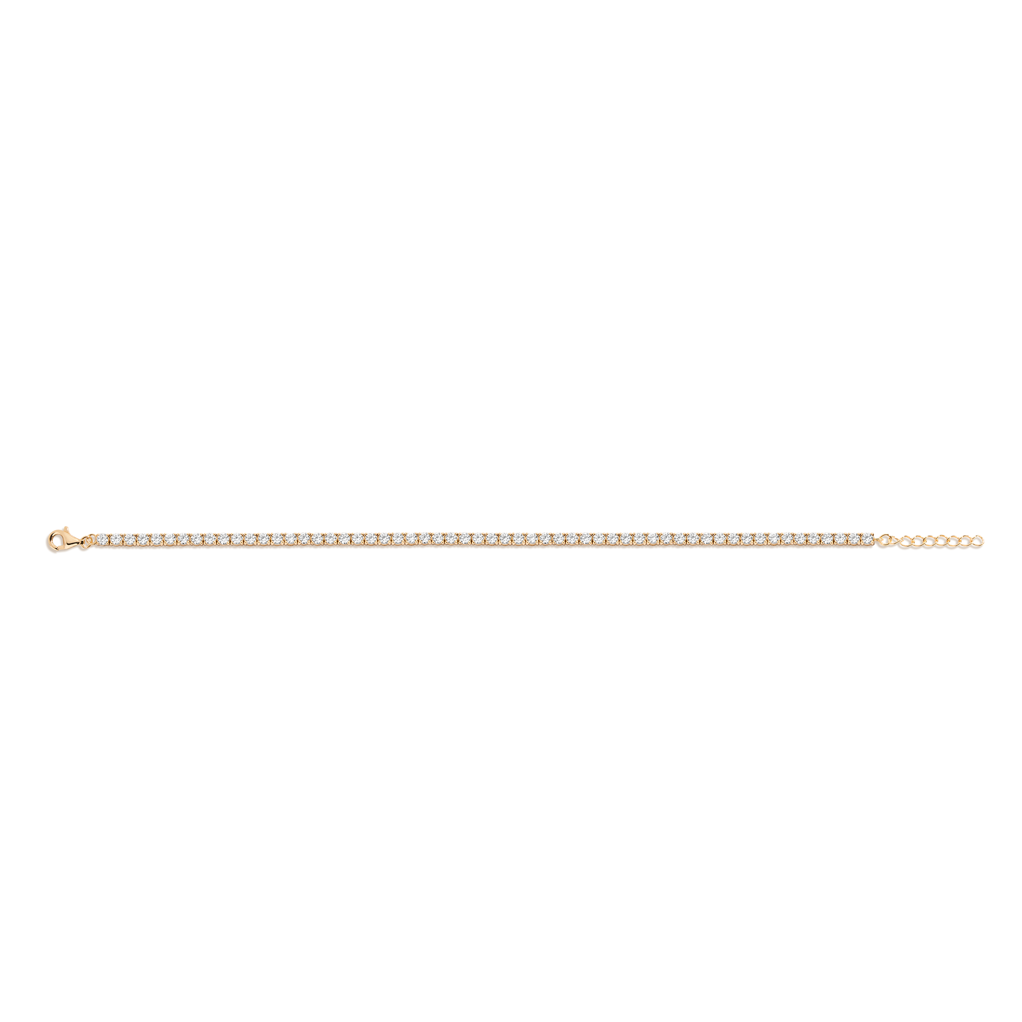 Lab Grown White Sapphire Tennis Anklet Vermeil Yellow Gold