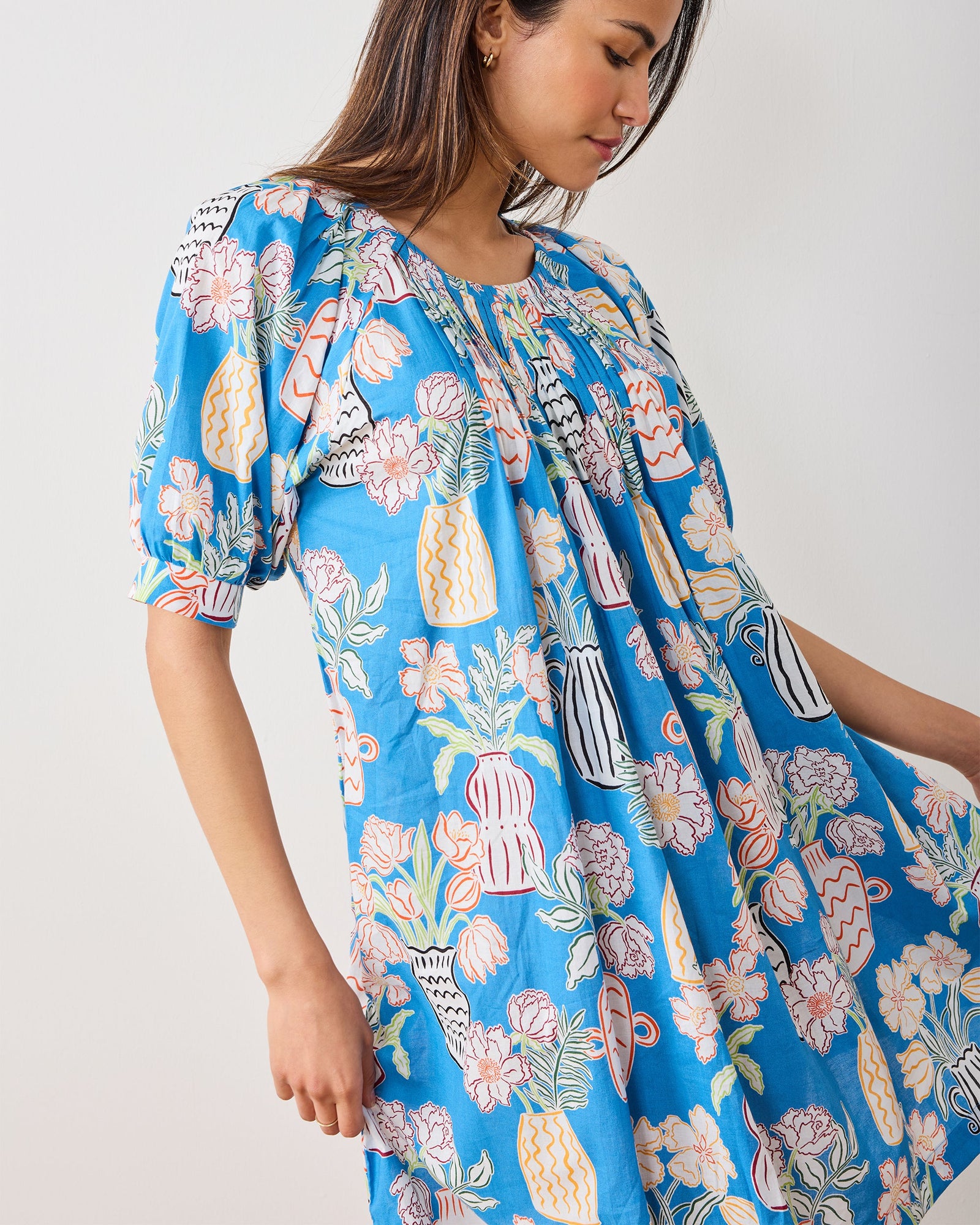 Antique Vases - Raina Dress - Blue Sky - Printfresh