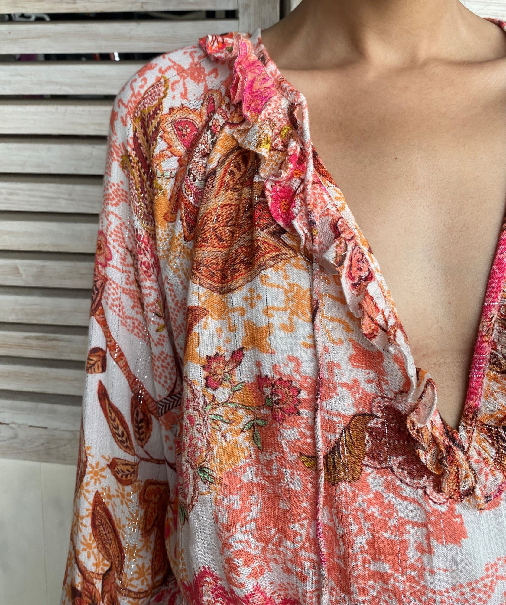 Hemant & Nandita | Amal Short Dress | Pink/White