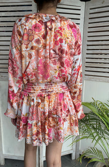 Hemant & Nandita | Amal Short Dress | Pink/White