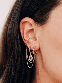 Dew Drop Hoop & Ear Cuff Duo | 14K Yellow Gold