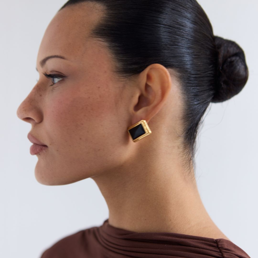 Archer Rectangle Earrings | Gold-Plated on Brass