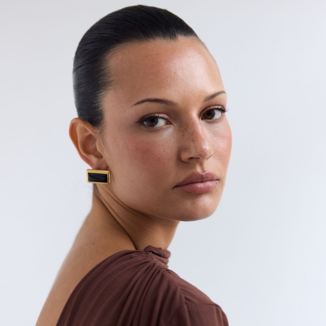 Archer Rectangle Earrings | Gold-Plated on Brass