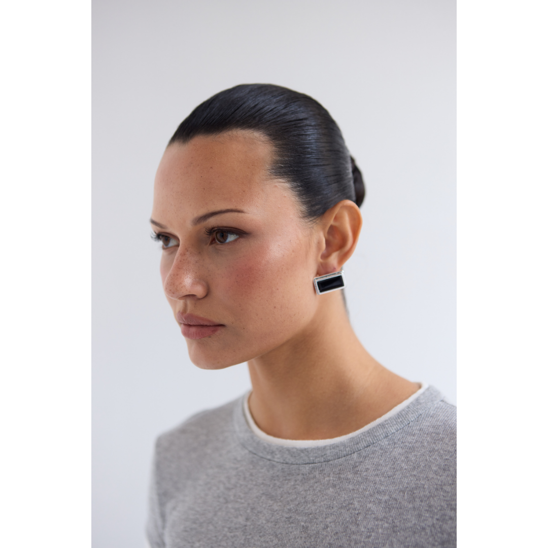 Archer Rectangle Earrings | Silver Plated