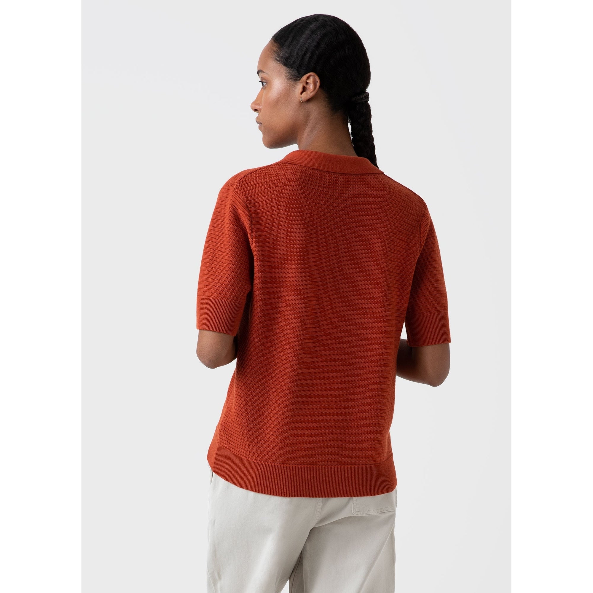 Archive Knit Polo | Women | Burnt Sienna