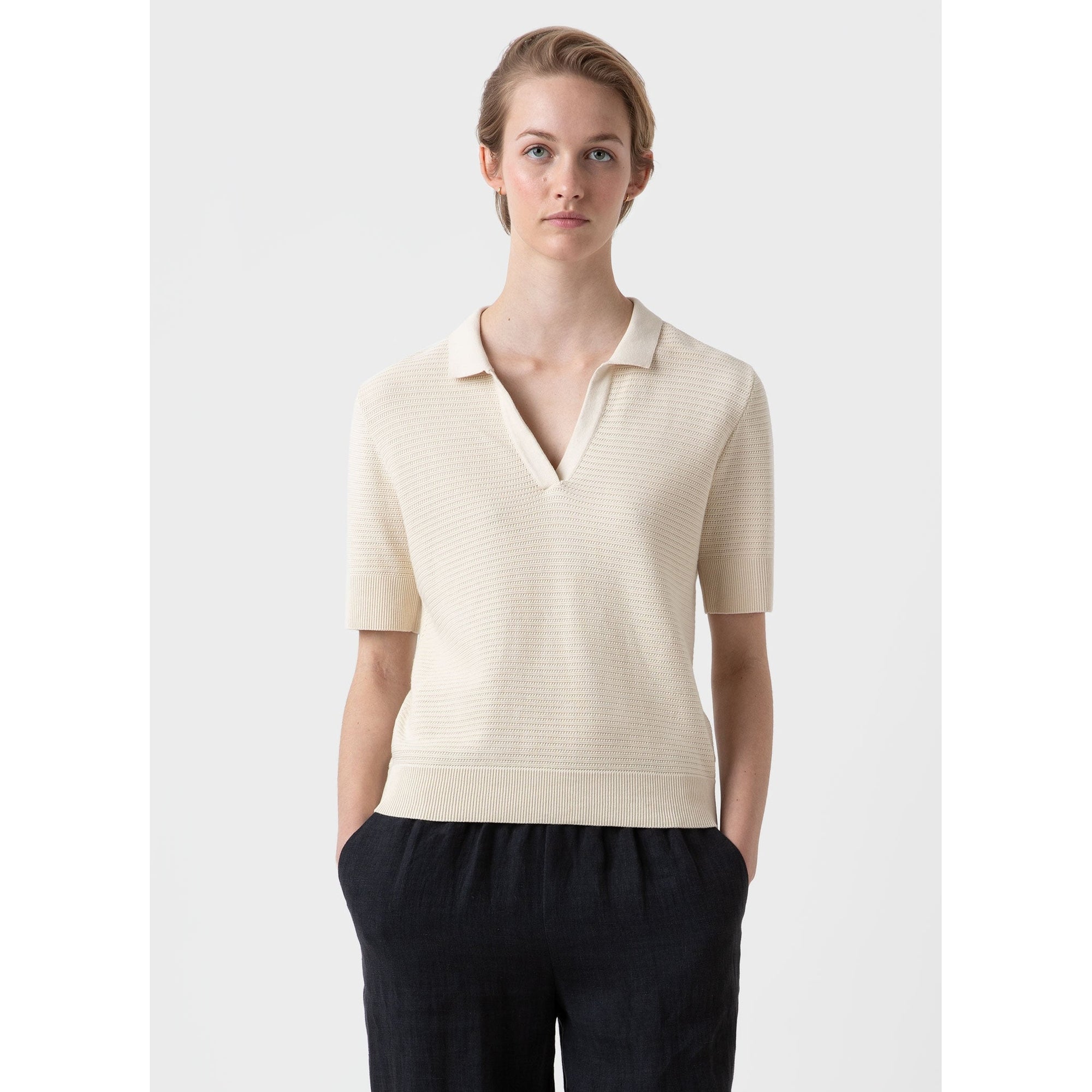 Archive Knit Polo | Women | Ecru