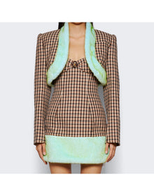 Area | Women | Faux Fur Trim Cropped Blazer | Caramel