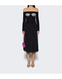Area | Women | Off-shoulder Crystal Cup Bustier Top | Black