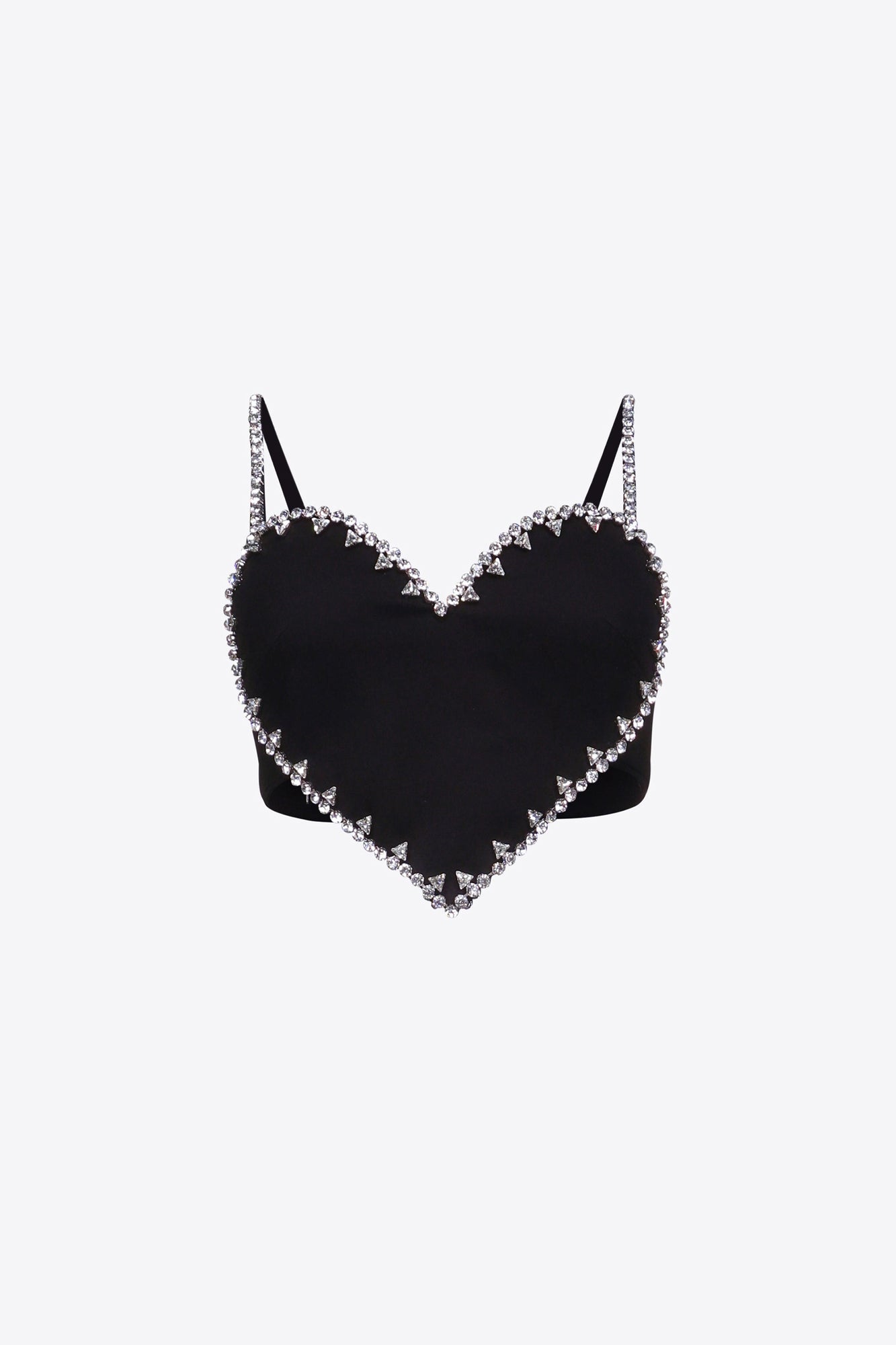 Crystal Trim Heart Top | Black