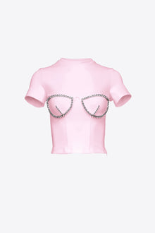 Crystal Bustier Cup T-Shirt | Pale Pink