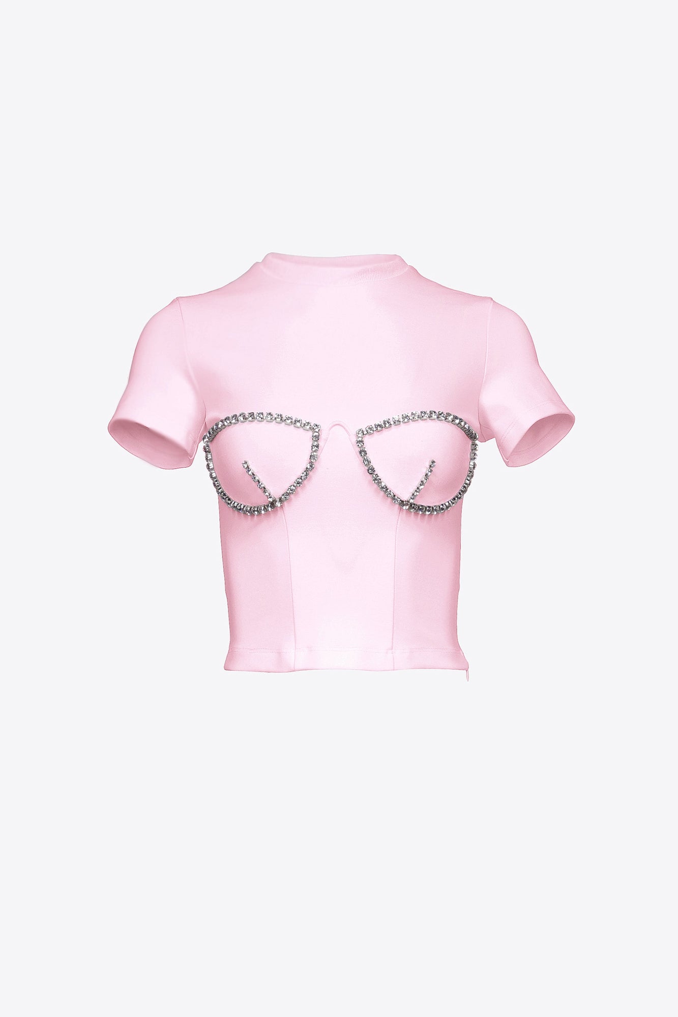 Crystal Bustier Cup T-Shirt | Pale Pink