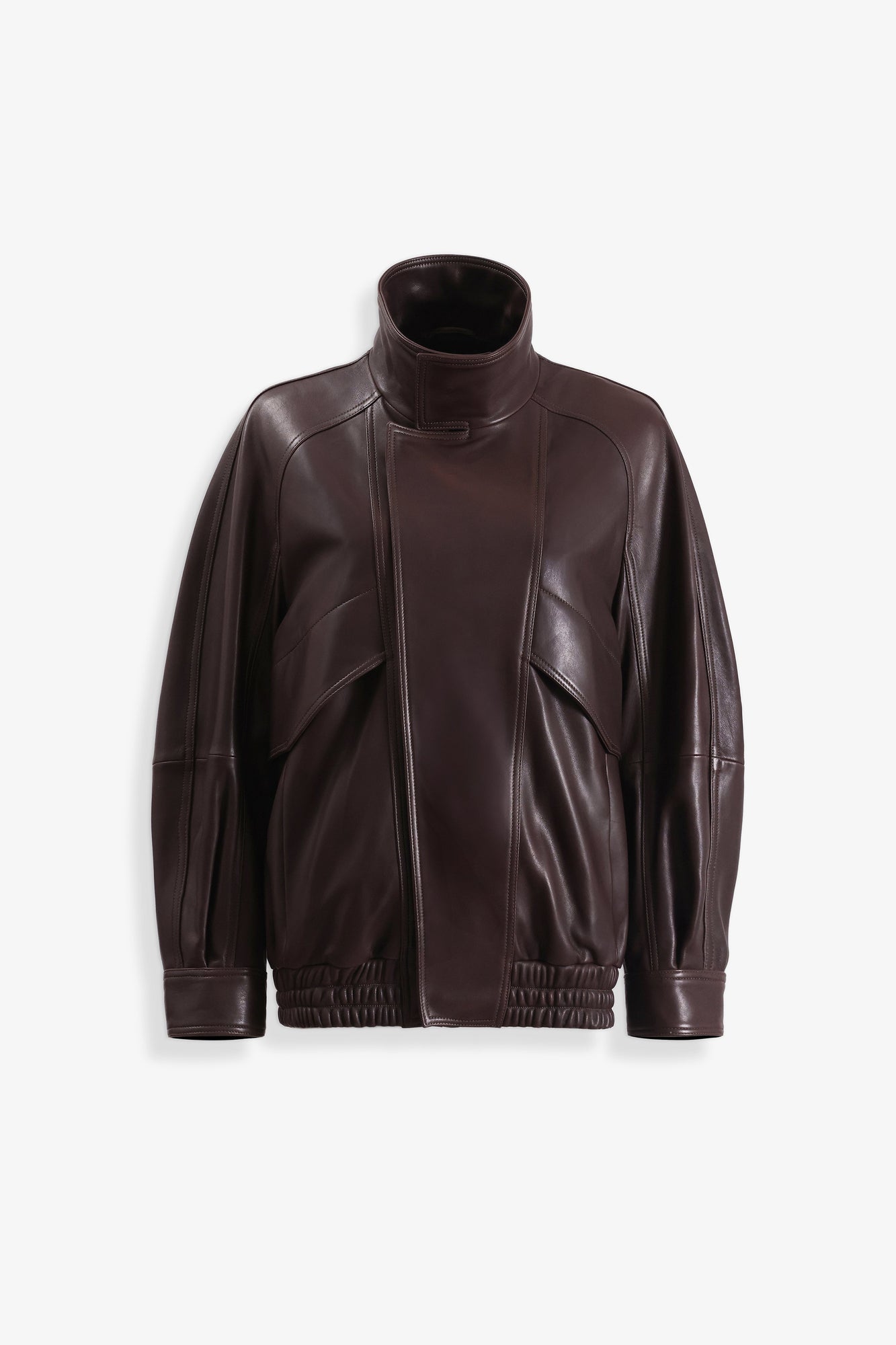 Nour Hammour Ariste Fluid Leather Jacket Rich Brown - Silhouette 