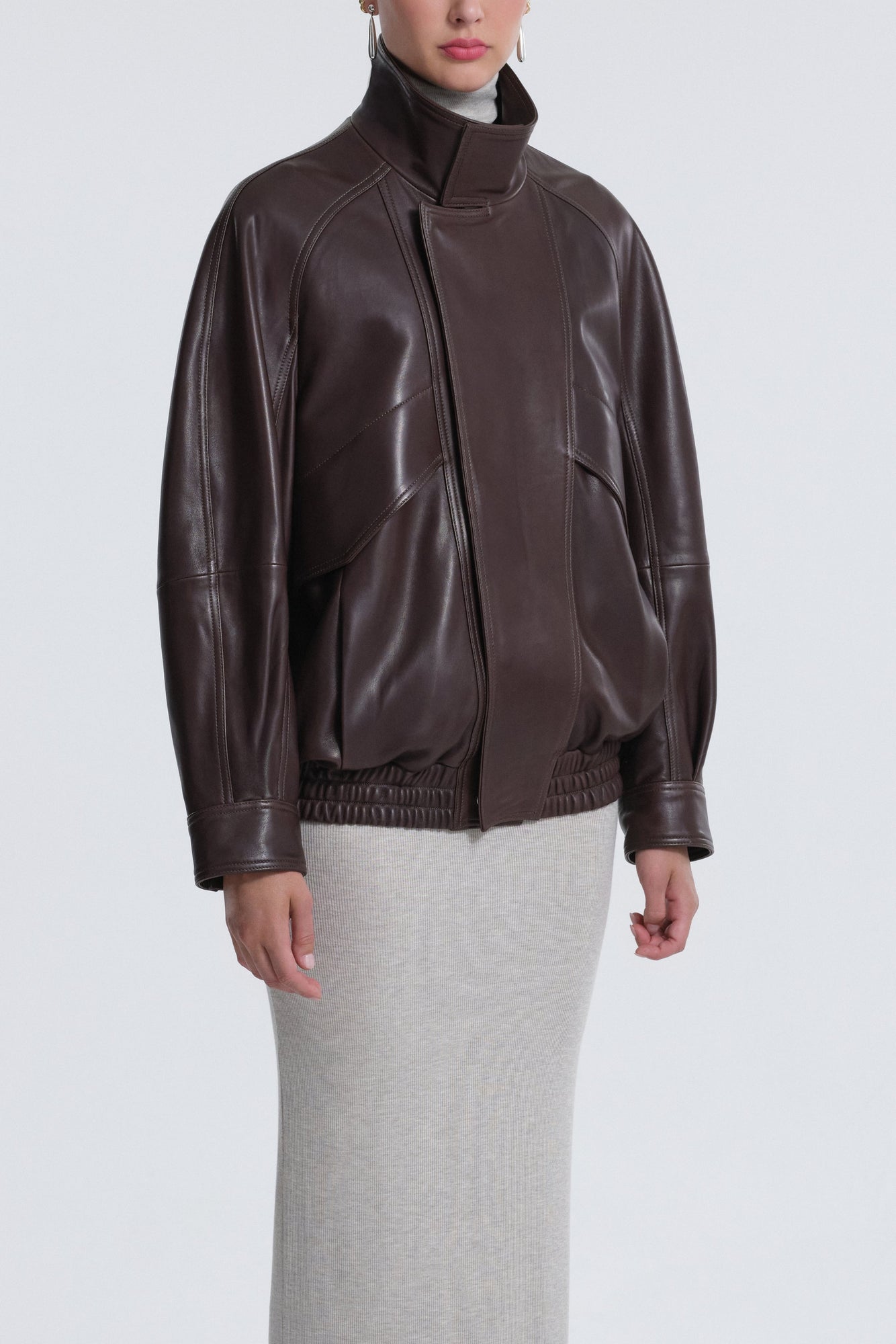 Ariste | Fluid Leather Jacket | Rich-Brown