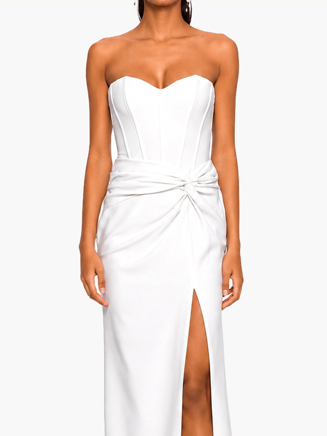 Twist Crepe Column Gown | Ivory