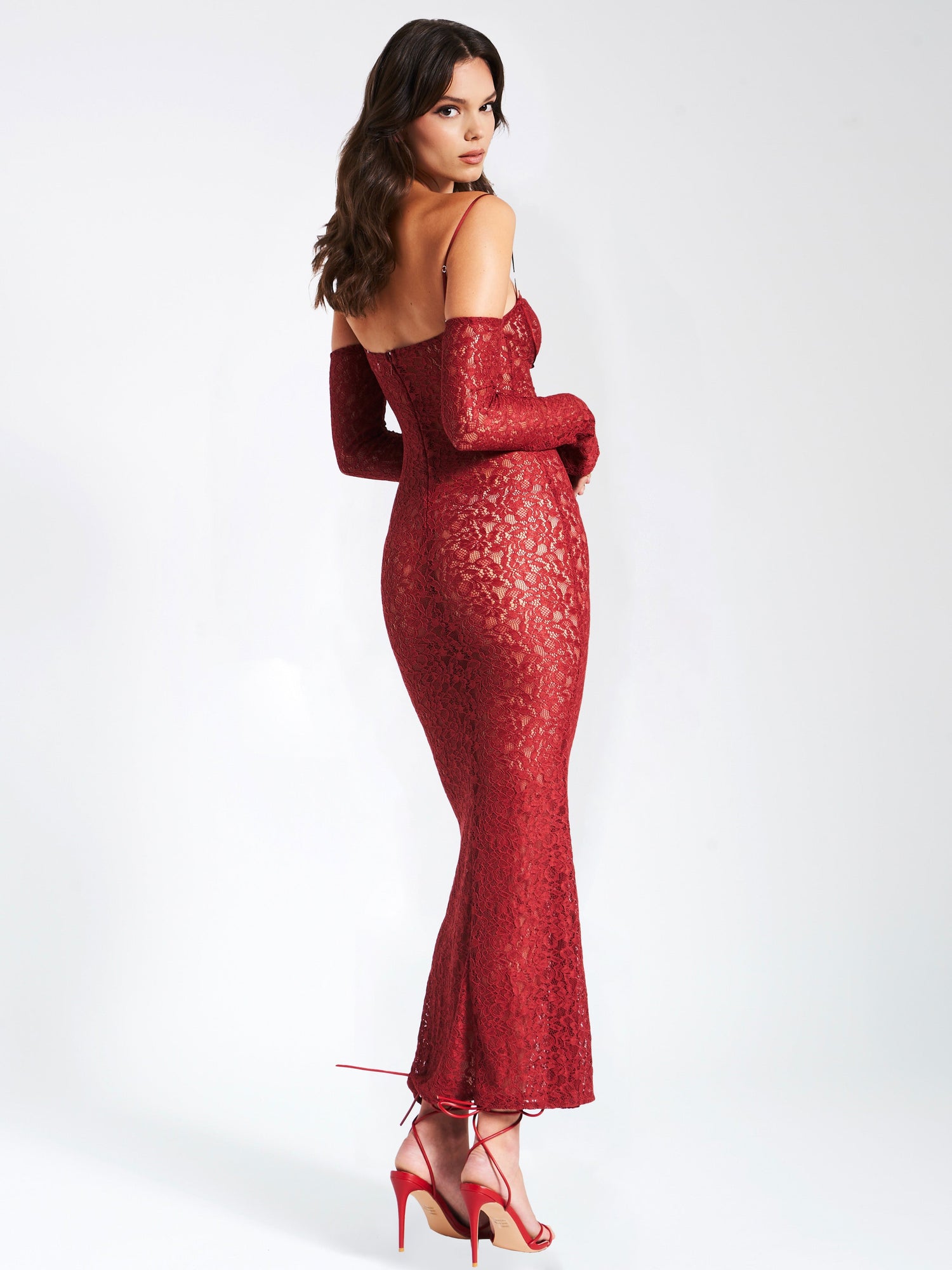 Udaya Lace Long Sleeve Maxi Dress | Burgundy