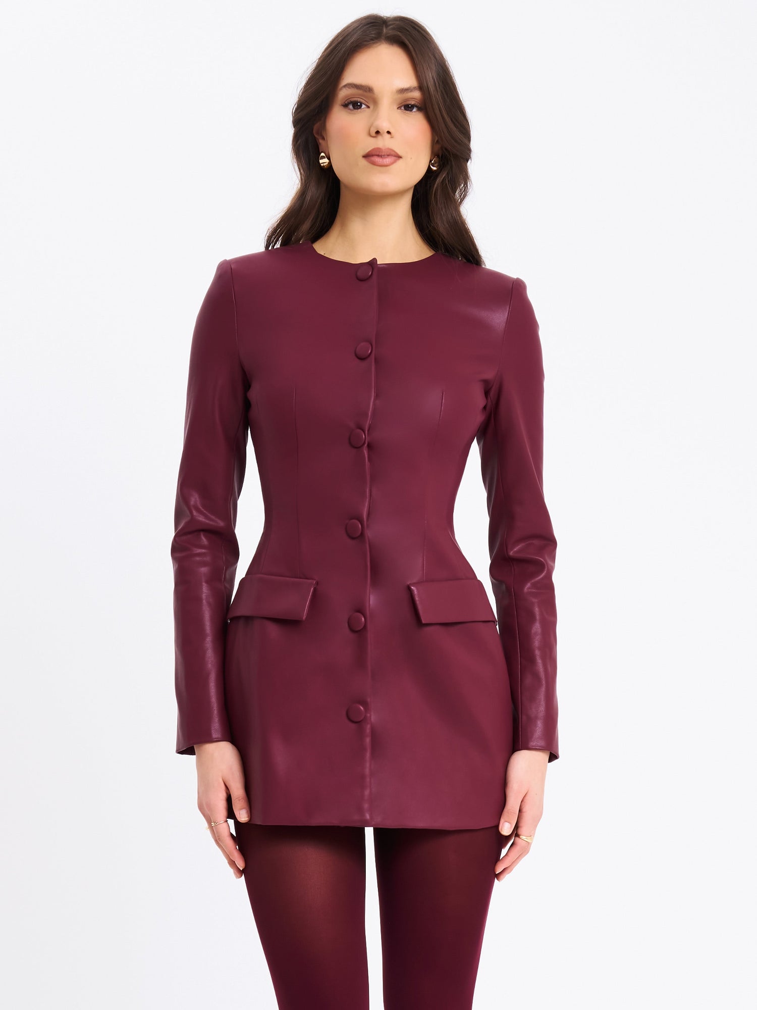 Miss Circle | Baila Vegan Leather Blazer Mini Dress
