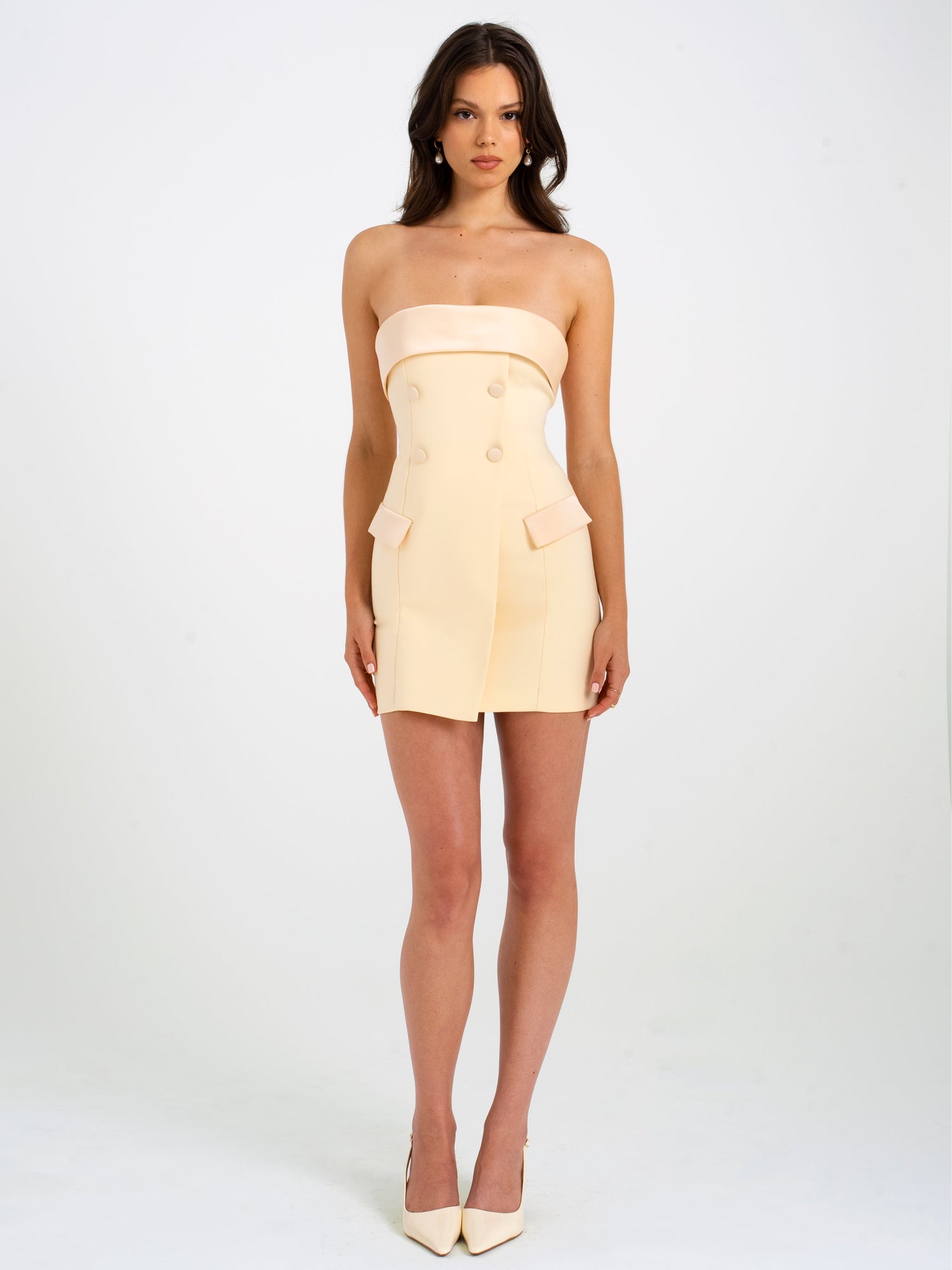 Dalilah Butter Double Breast Mini Dress | Yellow