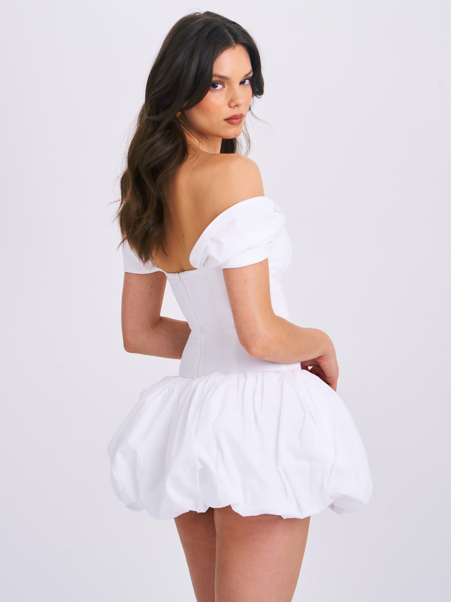 Umika Bubble Hem Mini Dress | White