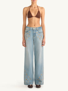 Helena Embroidered Jean | Light Blue