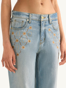 Helena Embroidered Jean | Light Blue