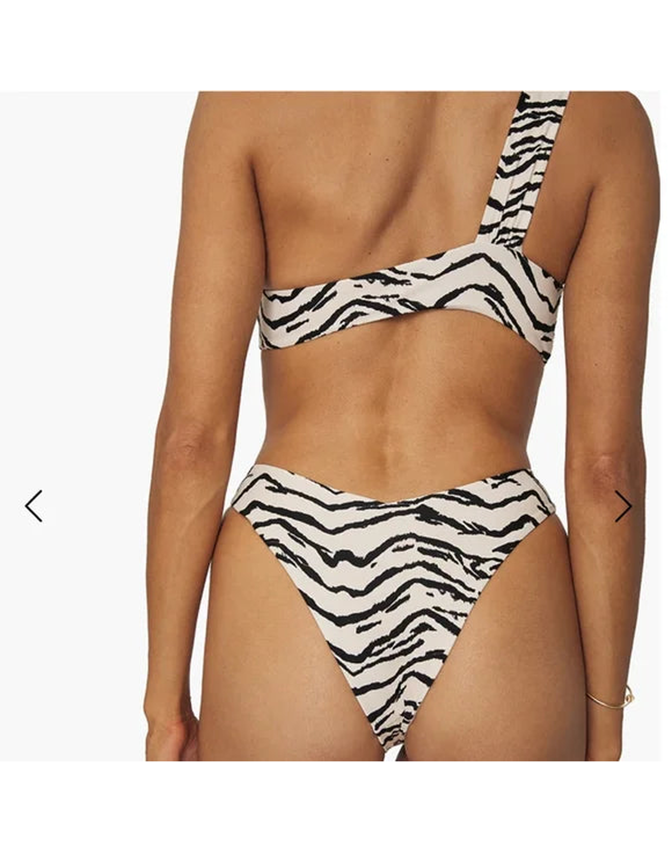 Asymmetrical Cross-Over Tiger Bikini Top | Off White