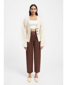 Aurella | Drawstring Satin Pants | Chocolate