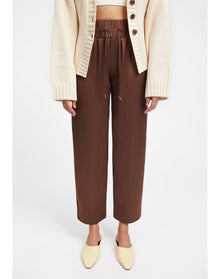 Aurella | Drawstring Satin Pants | Chocolate