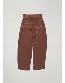 Aurella | Drawstring Satin Pants | Chocolate