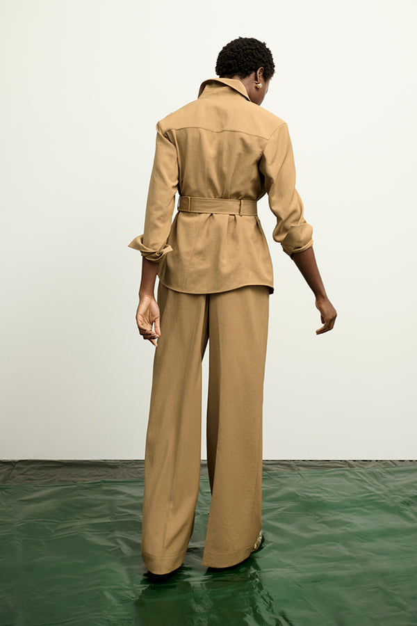 image of a woman wearing the avelyn jacket in macaroon | Exclude