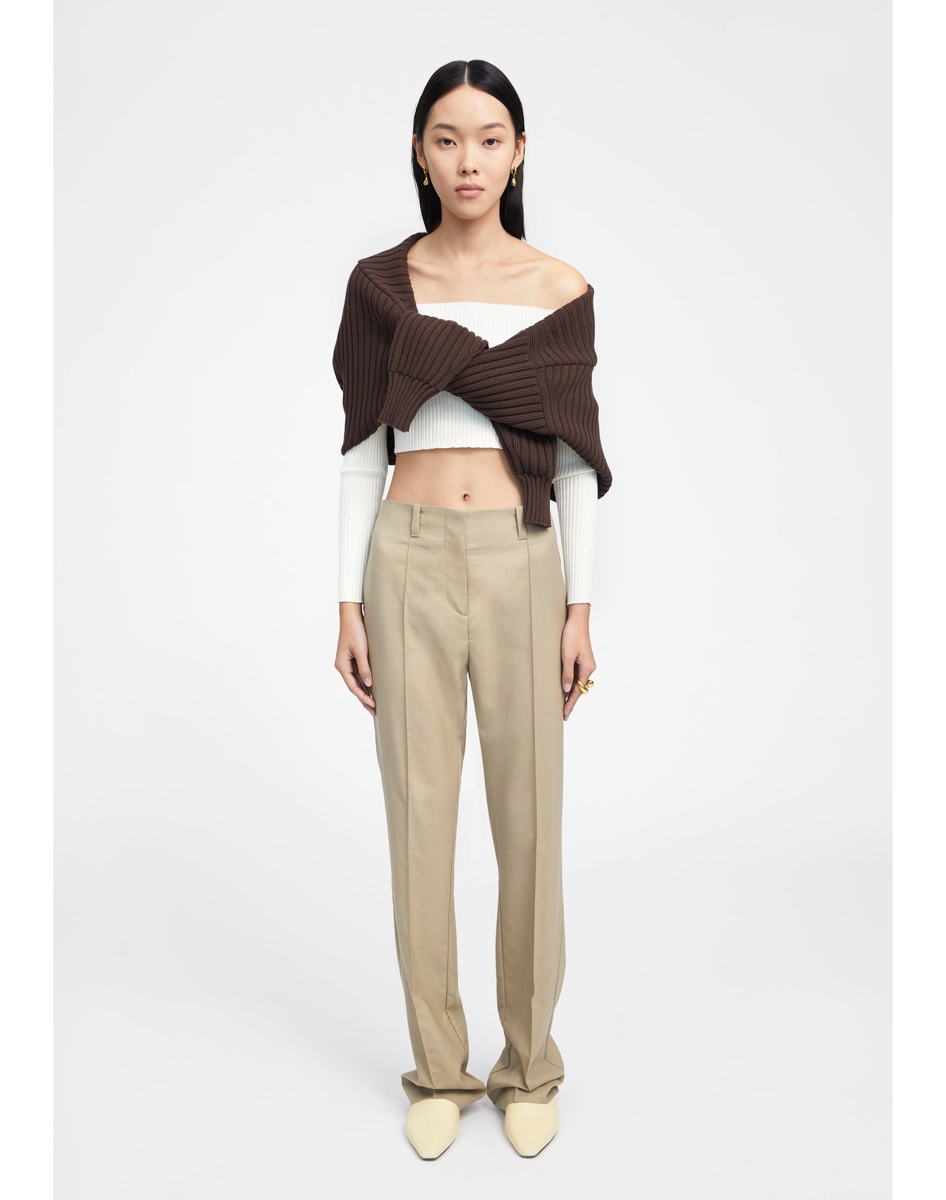 Aves | Slim Tailored Wool Pants | Clay