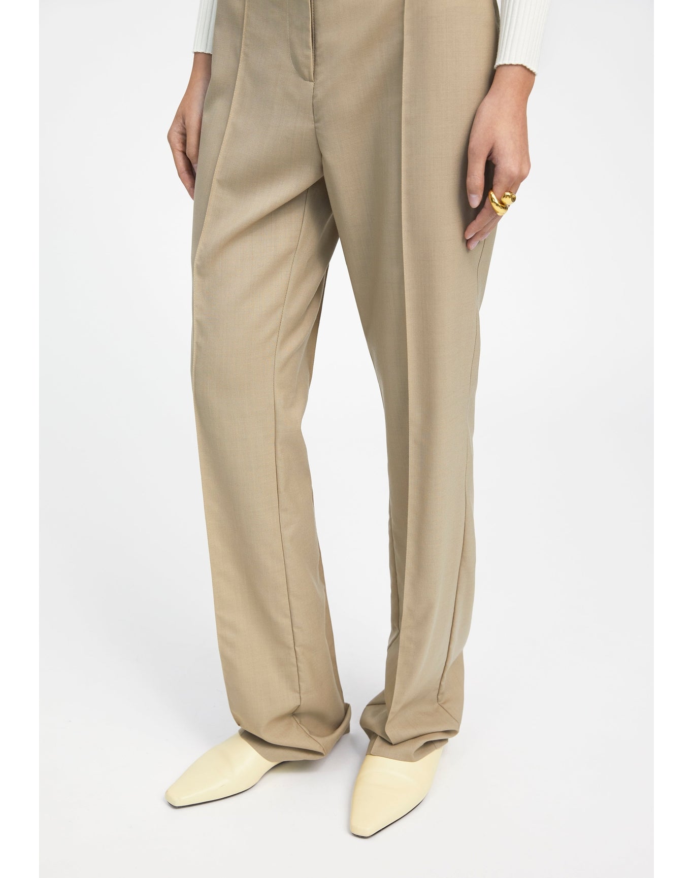 Aves | Slim Tailored Wool Pants | Clay