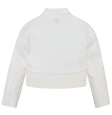 Cropped Patent Leather Moto Jacket | Snow White