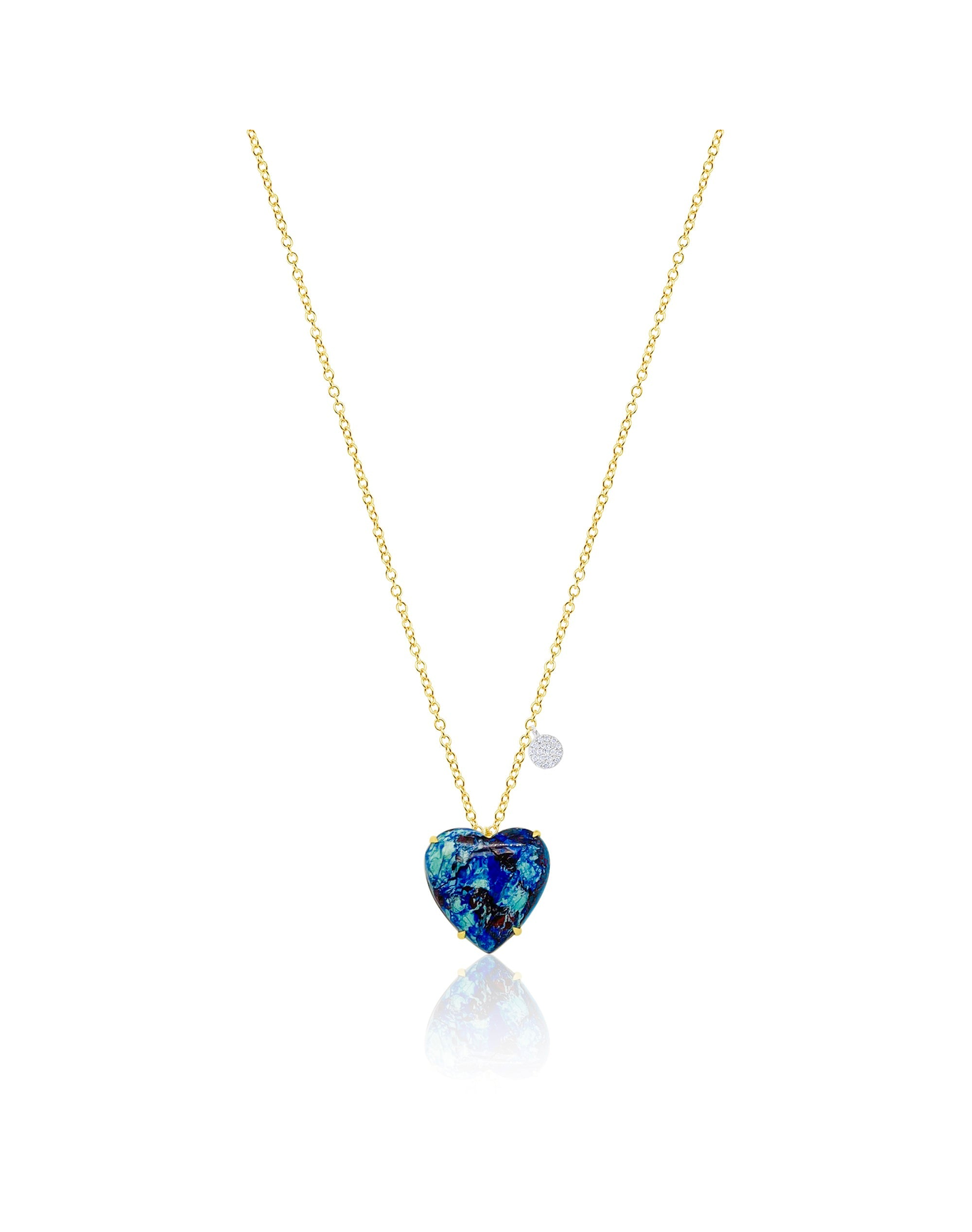 Azurite Heart Necklace | 14k Yellow Gold