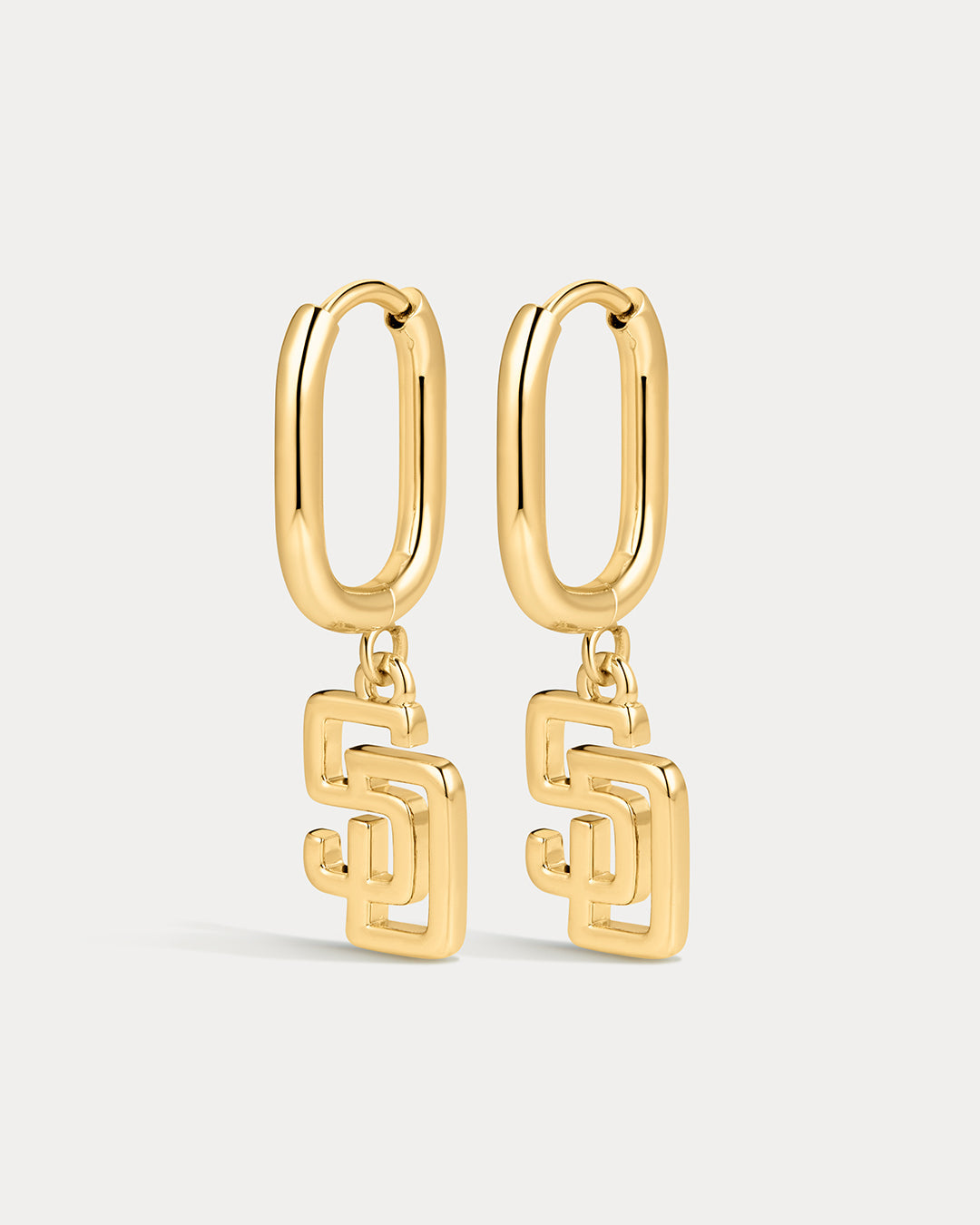 Bijoux Sport by Luv Aj MLB Logo Charm Oval Hoop Earrings | San Diego Padres | Gold